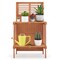 Foldable Wood Potting Bench Gardening Workstation 2-Tier Storage Natural